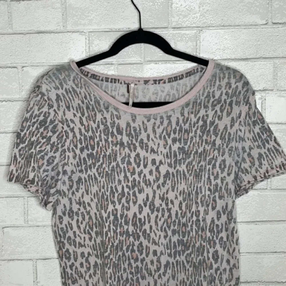 Free People Pink Cheetah Tourist Tee